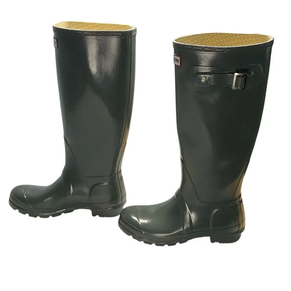 Hunter Women’s Original Tall Gloss Gray Rain Boots Size 6